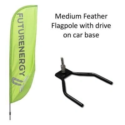 3.5 metre high Feather Flag with drive on car base
